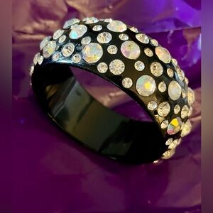 Black Bangle Costume Fun Bracelet Sparkly Rhinestones Statement Jewelry